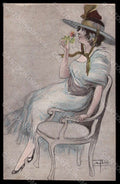 Artist Signed Bisi Fashion Glamour Lady TRIMMED postcard VK8256 – fronte