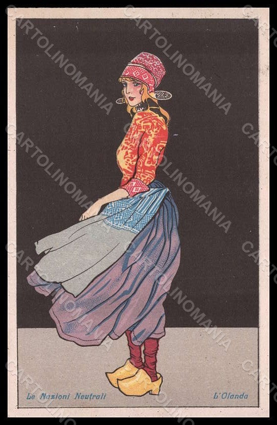 Artist Signed Golia Lady Art Deco Propaganda WW1 Holland 880-4 postcard VK8275 – fronte