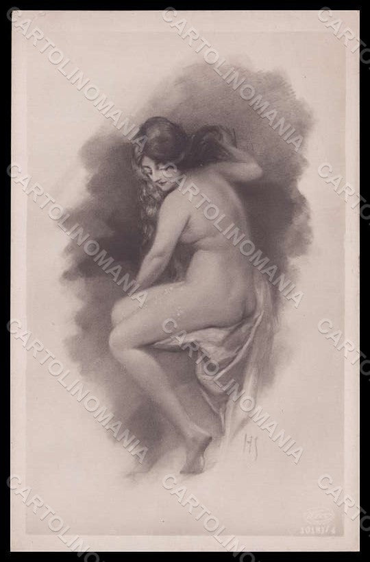 Artist Signed HS Nude Lady serie 10181-3 CORNER CREASED RPPC photo pc VK8291 – fronte