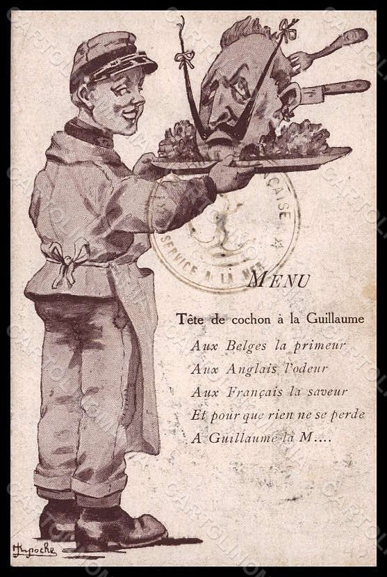 Artist Signed Rhipoche ? French Propaganda WWI Kaiser Wilhelm II postcard VK8312 – fronte