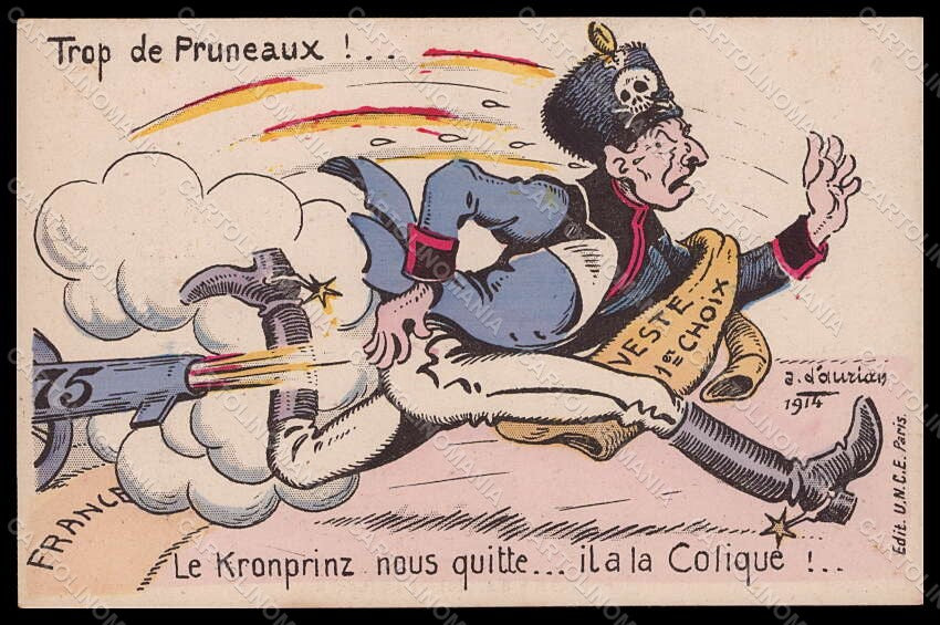Artist Signed D'Aurian French Propaganda WWI Anti German Kronprinz pc VK8333 – fronte