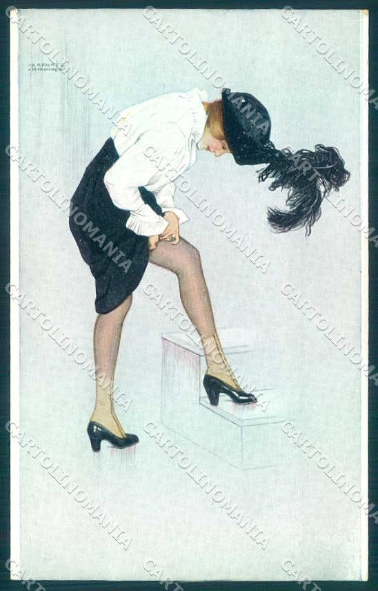 Artist Signed Kirchner R. Risque Lady Le Coup de la Jarretelle P.4 pc VK8372 – fronte