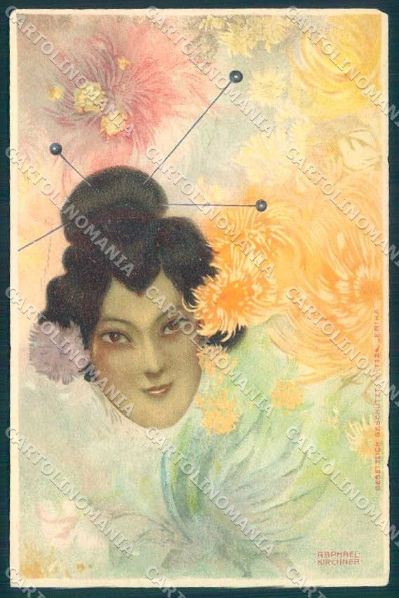 Artist Signed Kirchner R. Lady Erika Geisha D.5-6 postcard VK8416 – fronte