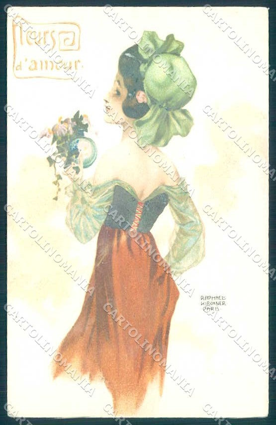 Artist Signed Kirchner Lady Fleurs Amour Love Flowers E.5.a-5 CREASED pc VK8472 – fronte