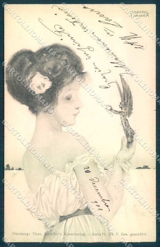 Artist Signed Kirchner R. Lady Greek Girls D.29.a-7 BACK ABRADED pc VK8489 – fronte