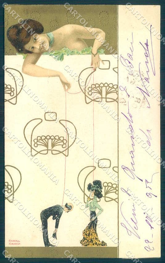 Artist Signed Kirchner Lady Marionettes D.13.b-2 LITTLE ABRATION postcard VK8608 – fronte