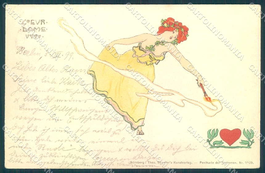 Artist Signed Kirchner Lady Coeur Dame #5525 C.1.a-1 CORNERS CREASED pc VK8625 – fronte