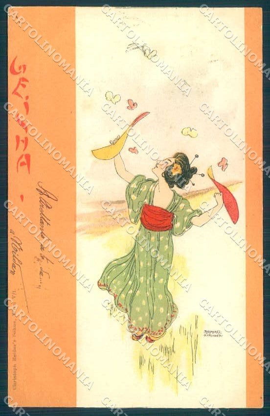 Artist Signed Kirchner R. Lady Geisha D.8/1.e-1 postcard VK8653 – fronte