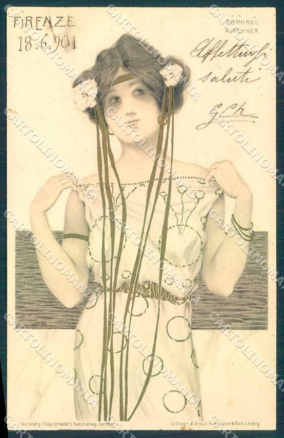 Artist Signed Kirchner R. Lady Greek Vergins D.30.a-2 postcard VK8685 – fronte