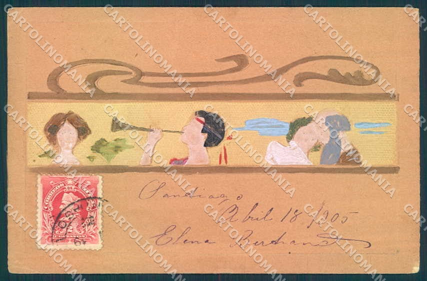 Artist Signed Kirchner R. Lady Small Greek Heards J.3/1.a-4 WRINKLES pc VK8761 – fronte
