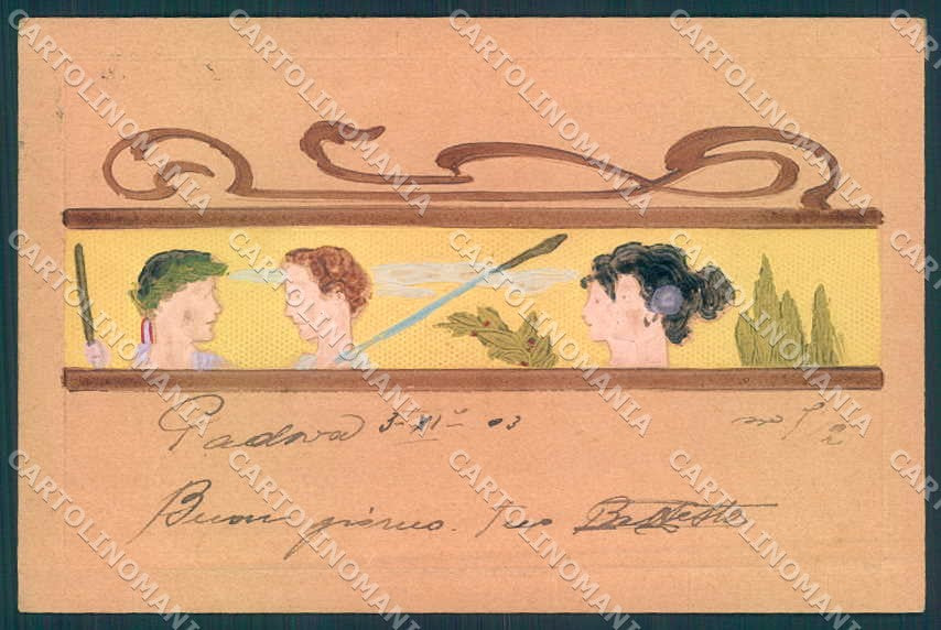 Artist Signed Kirchner R. Lady Small Greek Heards J.3/1.a-5 postcard VK8773 – fronte