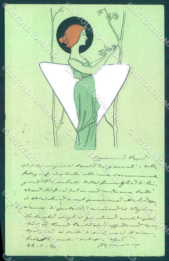 Artist Signed Kirchner Style Lady B.R.W serie 340 postcard VK8855 – fronte
