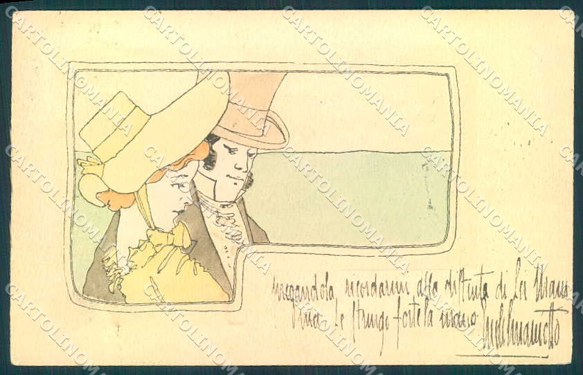 Artist Signed Kirchner Style Lady Romantic Couple B.R.W serie 374 pc VK8857 – fronte