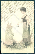 Artist Signed Kirchner Max Raschka Lady Pig B.R.W 382 postcard VK8867 – fronte