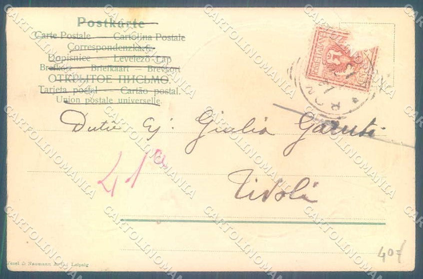 Artist Signed Lady Art Nouveau Relief CORNER CREASED postcard VK8870 – retro