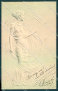 Artist Signed Kirchner Style Lady Art Nouveau Relief MM Vienne postcard VK8880 – fronte