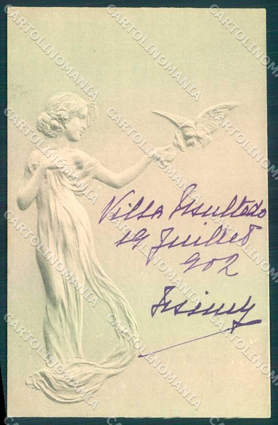Artist Signed Kirchner Style Lady Art Nouveau Relief MM Vienne postcard VK8881 – fronte