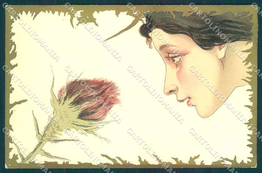 Artist Signed Kirchner Style Lady Art Nouveau postcard VK8897 – fronte