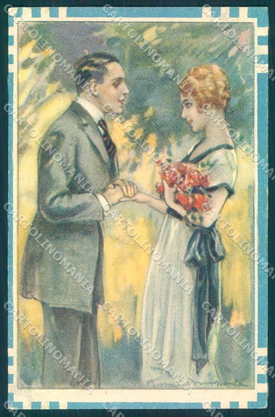 Artist Signed Bompard Glamour Lady Romantic Couple serie 503-3 postcard VK8928 – fronte