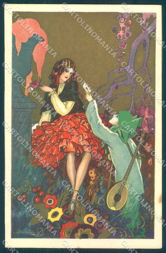 Artist Signed Busi Fashion Glamour Lady Degami 694 postcard VK8956 – fronte