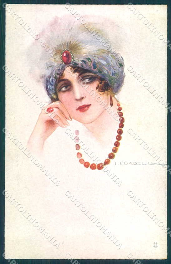 Artist Signed Corbella Fashion Glamour Lady serie 306-1 postcard VK8977 – fronte
