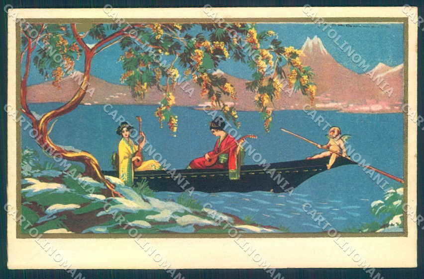 Artist Signed Corbella Lady Geisha Cupid Degami 1026 postcard VK9013 – fronte