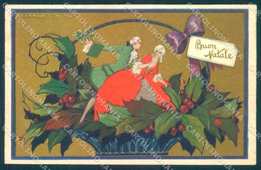 Artist Signed Corbella Lady Romantic Couple Christmas Degami 3054 pc VK9015 – fronte