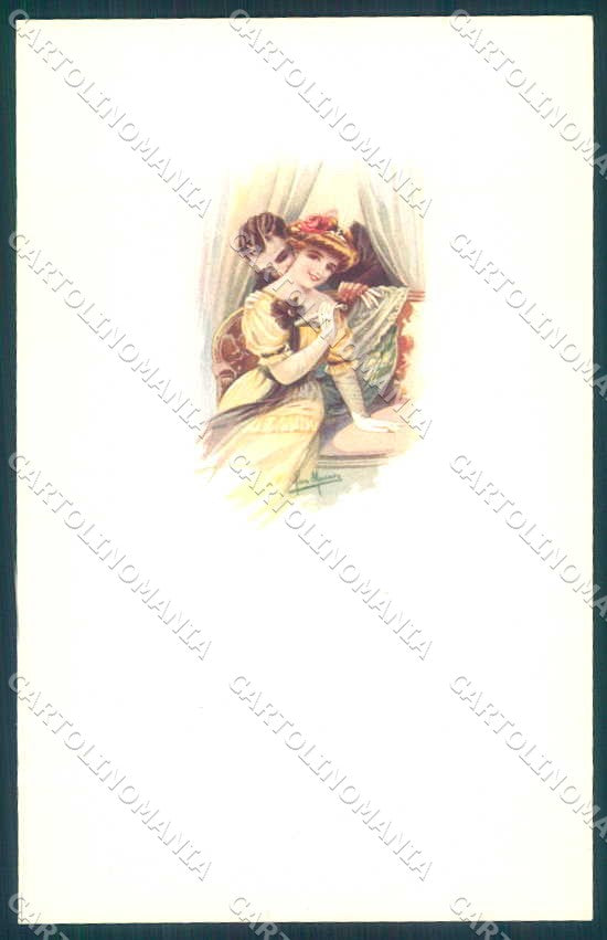 Artist Signed San Marco Glamour Lady Romantic Couple serie 892M-2 pc VK9027 – fronte