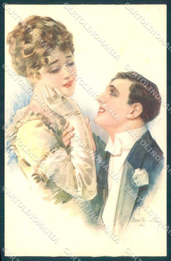 Artist Signed Simonetti Lady Romantic Couple serie 236-1 postcard VK9071 – fronte