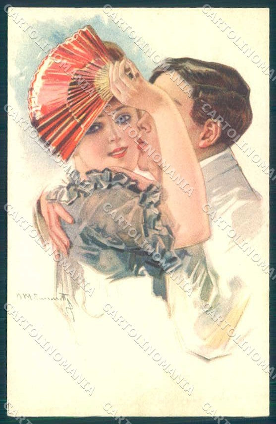 Artist Signed Simonetti Lady Romantic Couple serie 236-2 postcard VK9072 – fronte