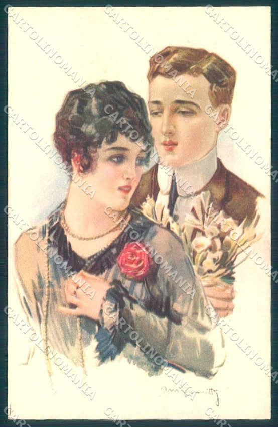 Artist Signed Simonetti Lady Romantic Couple serie 236-5 postcard VK9075 – fronte