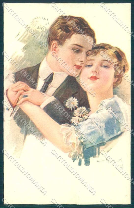 Artist Signed Simonetti Lady Romantic Couple serie 236-6 postcard VK9076 – fronte