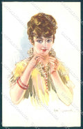 Artist Signed Simonetti Fashion Glamour Lady serie 227-5 WRINKLES pc VK9081 – fronte