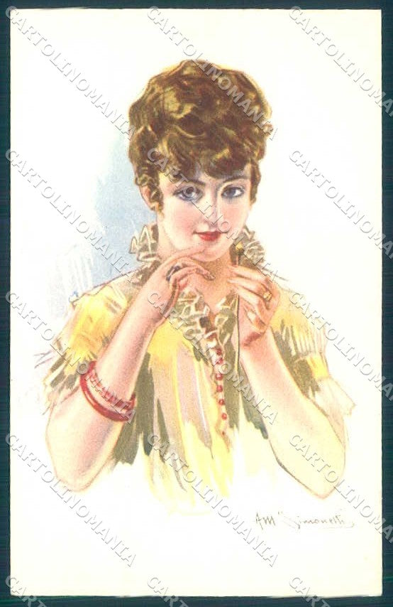 Artist Signed Simonetti Fashion Glamour Lady serie 227-5 WRINKLES pc VK9081 – fronte