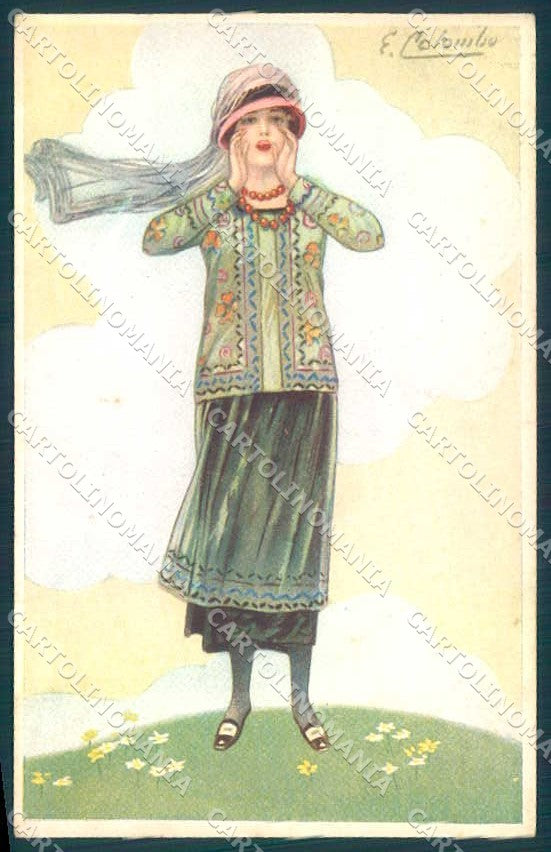 Artist Signed Colombo Fashion Glamour Lady serie 445-4 postcard VK9090 – fronte