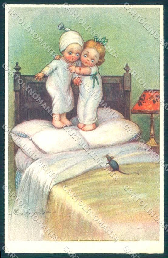 Artist Signed Colombo Children Mouse serie 1923 CREASED postcard VK9091 – fronte
