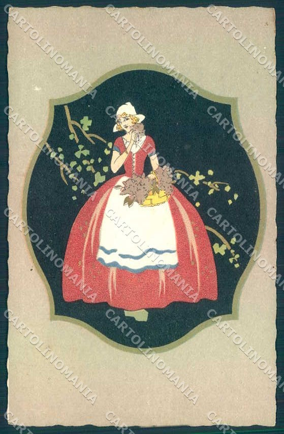 Artist Signed Meschini Dutch Lady Art Deco serie 2442 postcard VK9103 – fronte