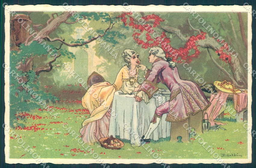 Artist Signed Gobbi Lady Romantic Couple serie 2599-1 postcard VK9110 – fronte