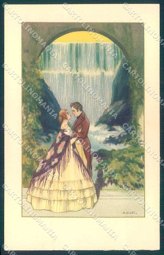 Artist Signed Gobbi Lady Romantic Couple serie 2495 postcard VK9111 – fronte