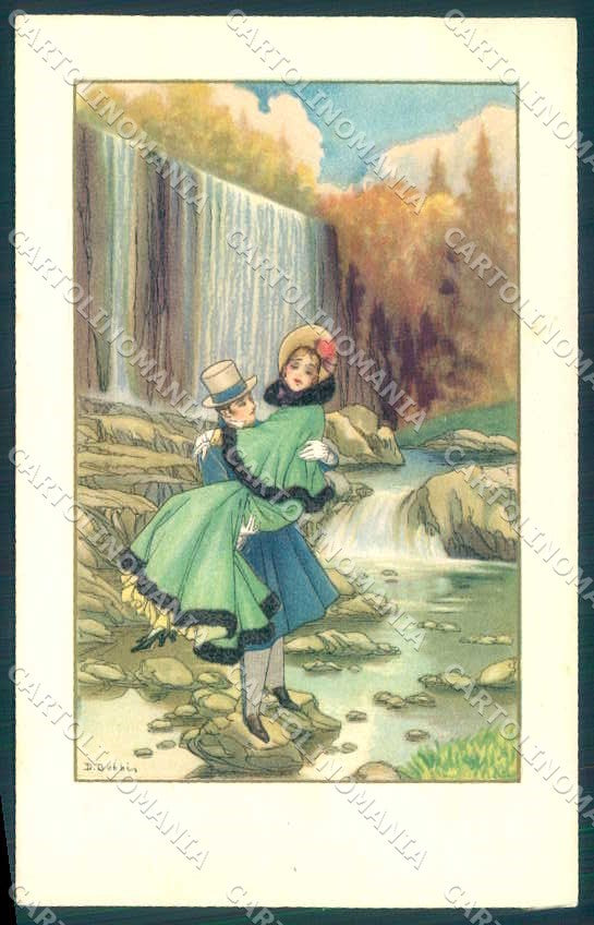 Artist Signed Gobbi Lady Romantic Couple serie 2495 postcard VK9113 – fronte