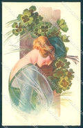 Artist Signed Malugani Fashion Glamour Lady Flowers serie 91-2 postcard VK9177 – fronte