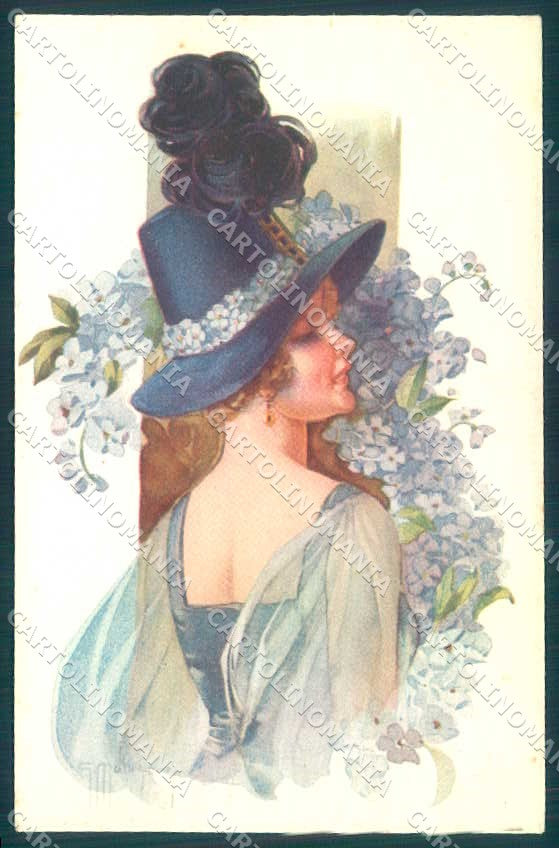 Artist Signed Malugani Fashion Glamour Lady Flowers serie 91-5 postcard VK9180 – fronte