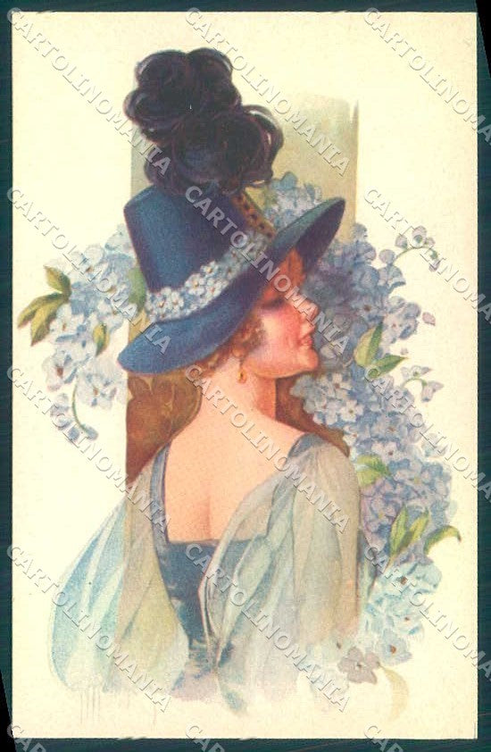 Artist Signed Malugani Fashion Glamour Lady Flowers serie 91-5 postcard VK9181 – fronte