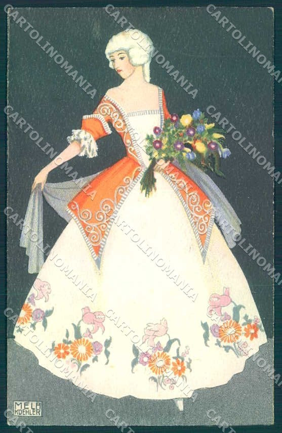 Artist Signed Koehler Mela Fashion Glamour Lady B.K.W.I 384-1 WRINKLES pc VK9208 – fronte