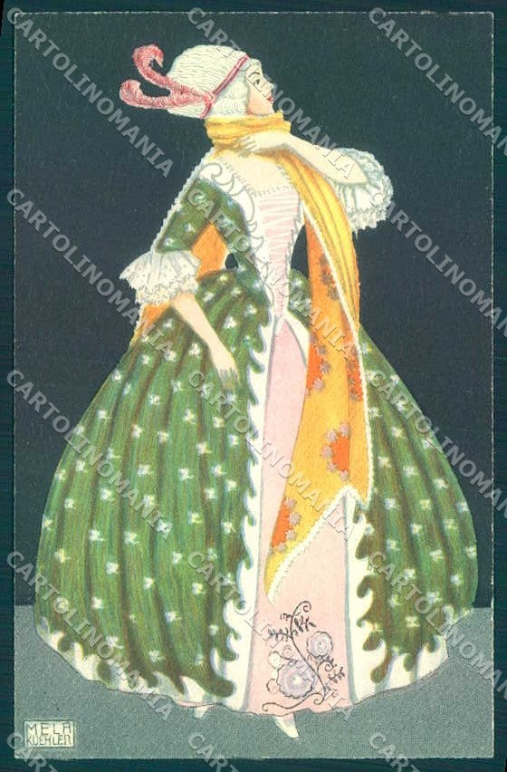 Artist Signed Koehler Mela Fashion Glamour Lady B.K.W.I 384-2 postcard VK9210 – fronte