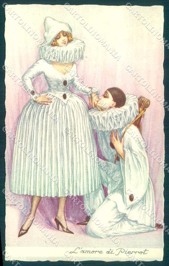 Artist Signed Guyma Lady Pierrot Romantic Couple serie 2024-1 postcard VK9213 – fronte