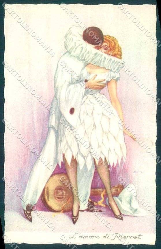 Artist Signed Guyma Lady Pierrot Romantic Couple serie 2024-3 postcard VK9215 – fronte