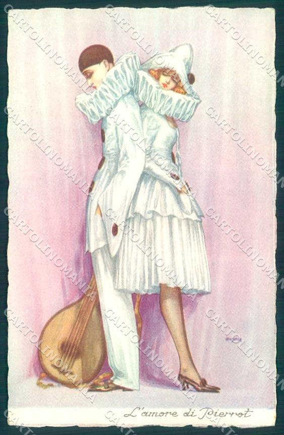 Artist Signed Guyma Lady Pierrot Romantic Couple serie 2024-4 postcard VK9216 – fronte