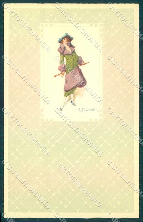 Artist Signed Franzoni Fashion Glamour Lady serie 2196 postcard VK9217 – fronte