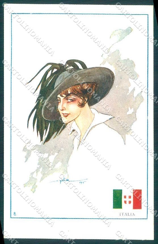 Artist Signed Golia Lady Propaganda WW1 Bersaglieri serie 101-1 pc VK9220 – fronte